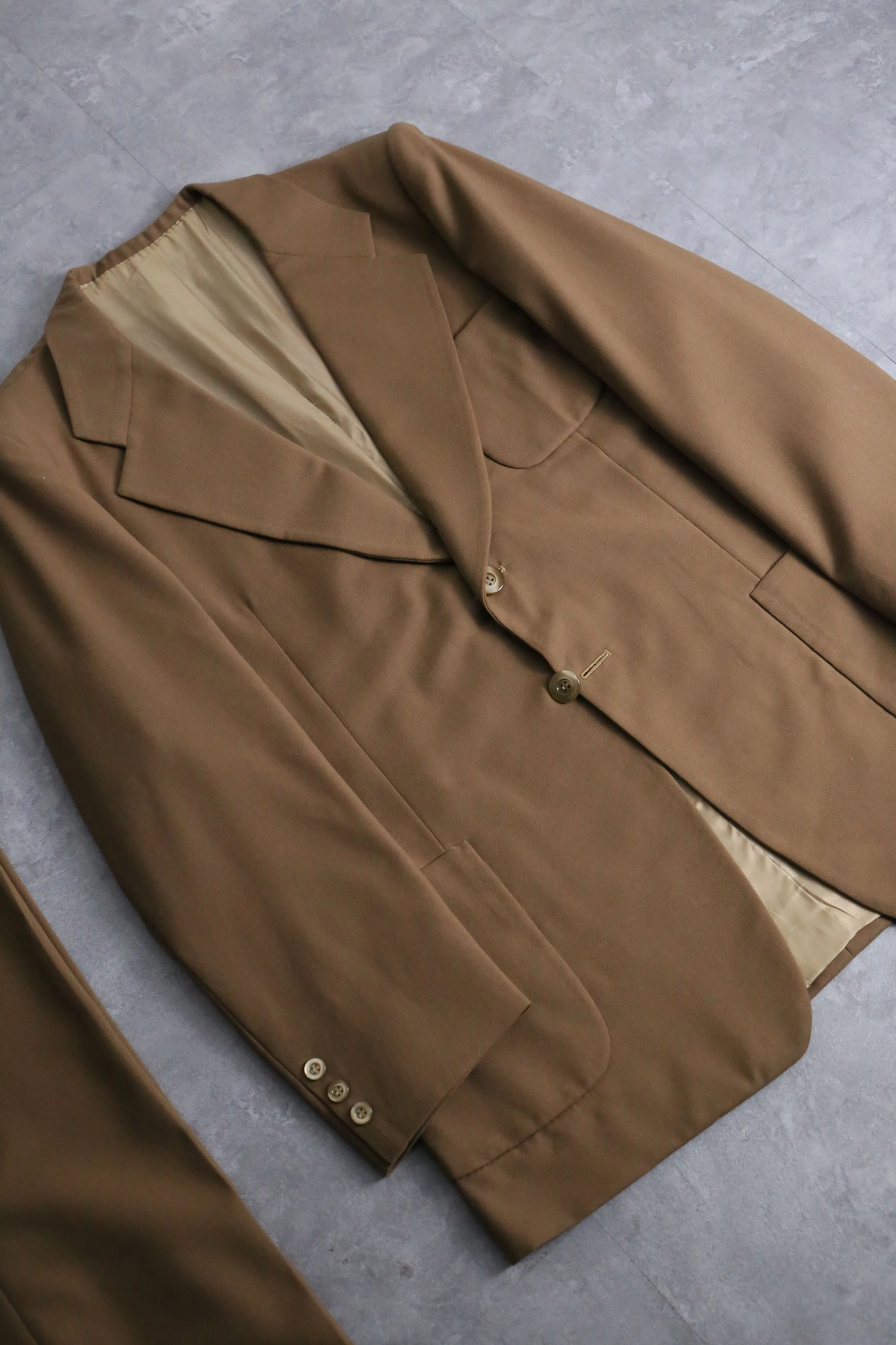 70’s beige single tailored & flare slacks set up