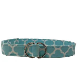 Aqua Trefoil D-Ring Belt by Oliver Green