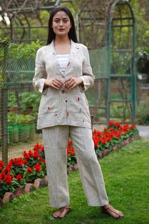 Beige Geometric Print Pants