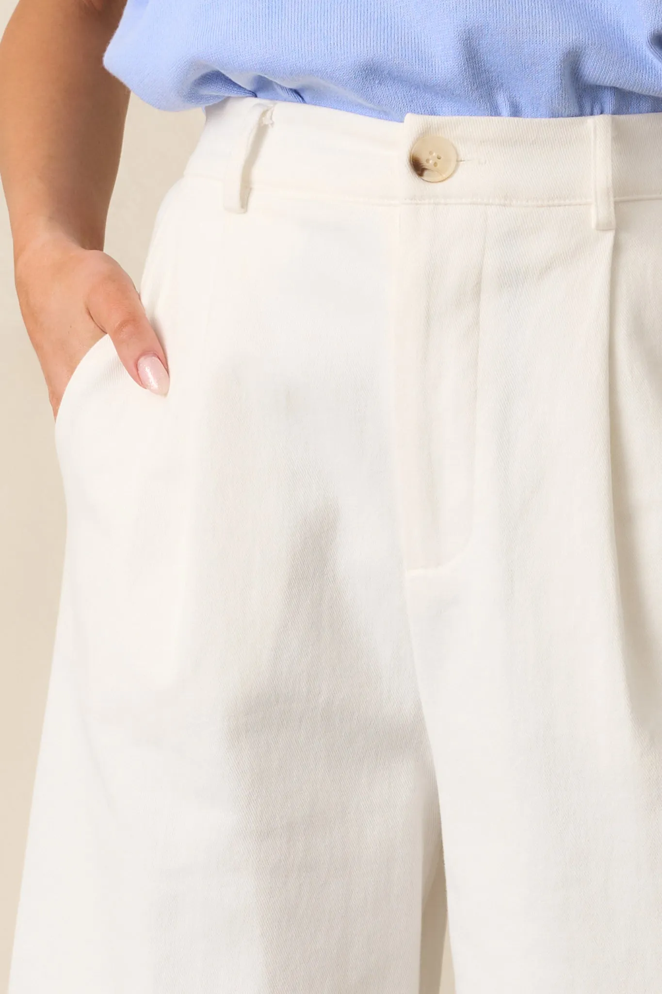 Call It Fate Ivory Wide Leg Cropped Jeans