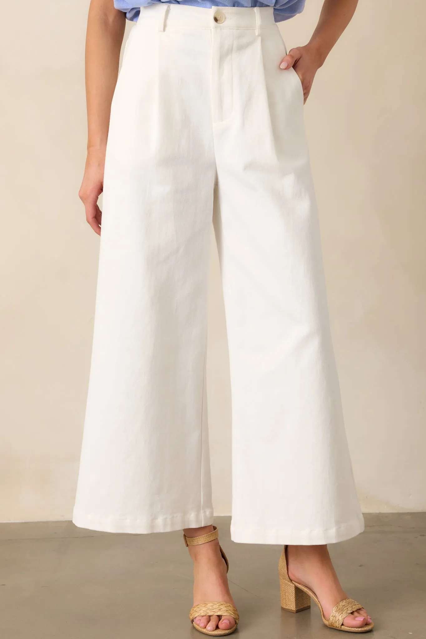 Call It Fate Ivory Wide Leg Cropped Jeans