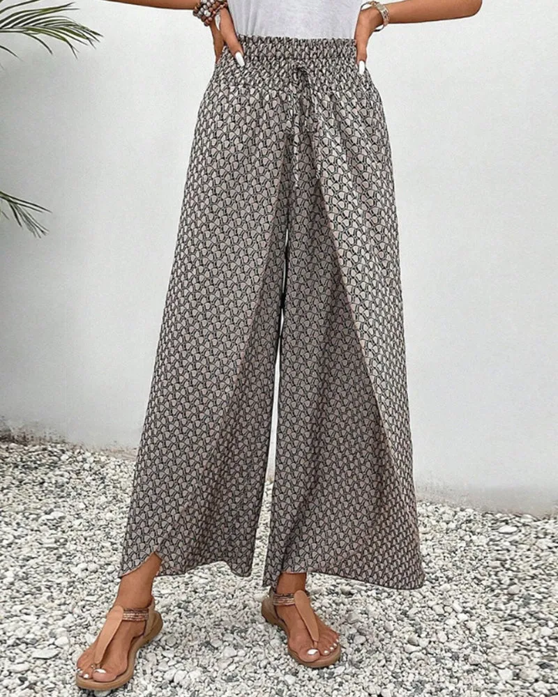 Courtney | Elastic Geometric Pants