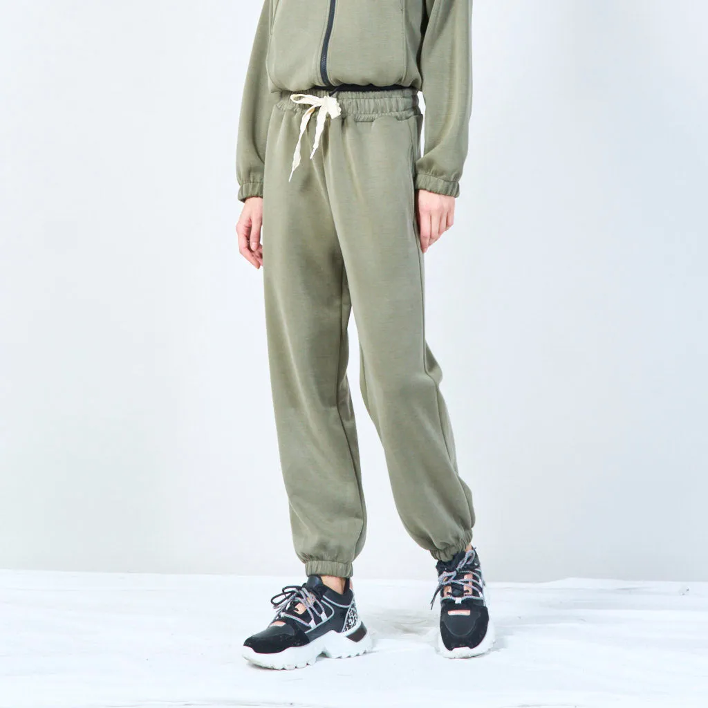Elastic waist jogger pants with drawstring wholesale