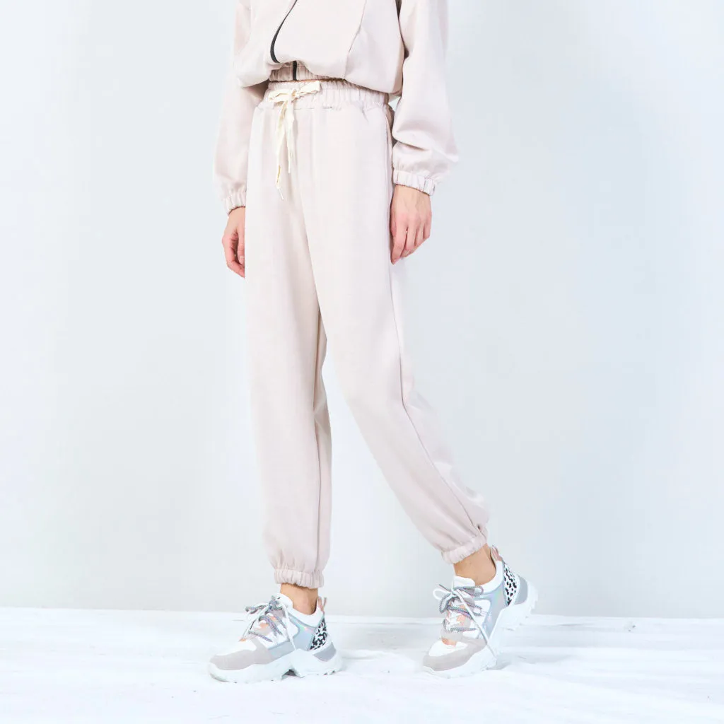 Elastic waist jogger pants with drawstring wholesale