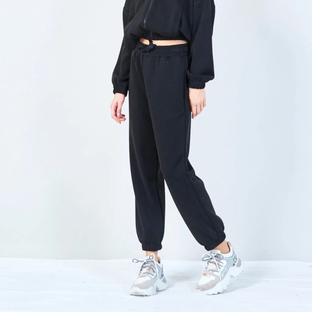 Elastic waist jogger pants with drawstring wholesale