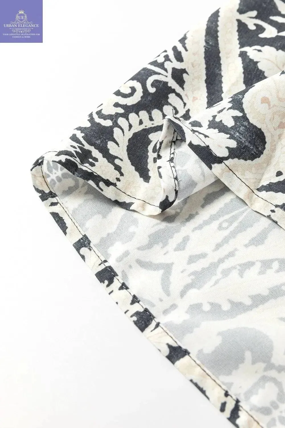 Ethnic Print Drawstring Wide Leg Pants