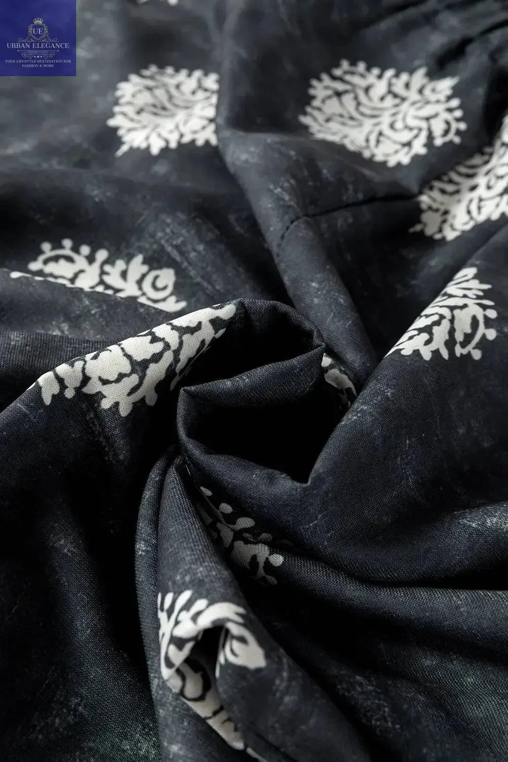 Ethnic Print Drawstring Wide Leg Pants