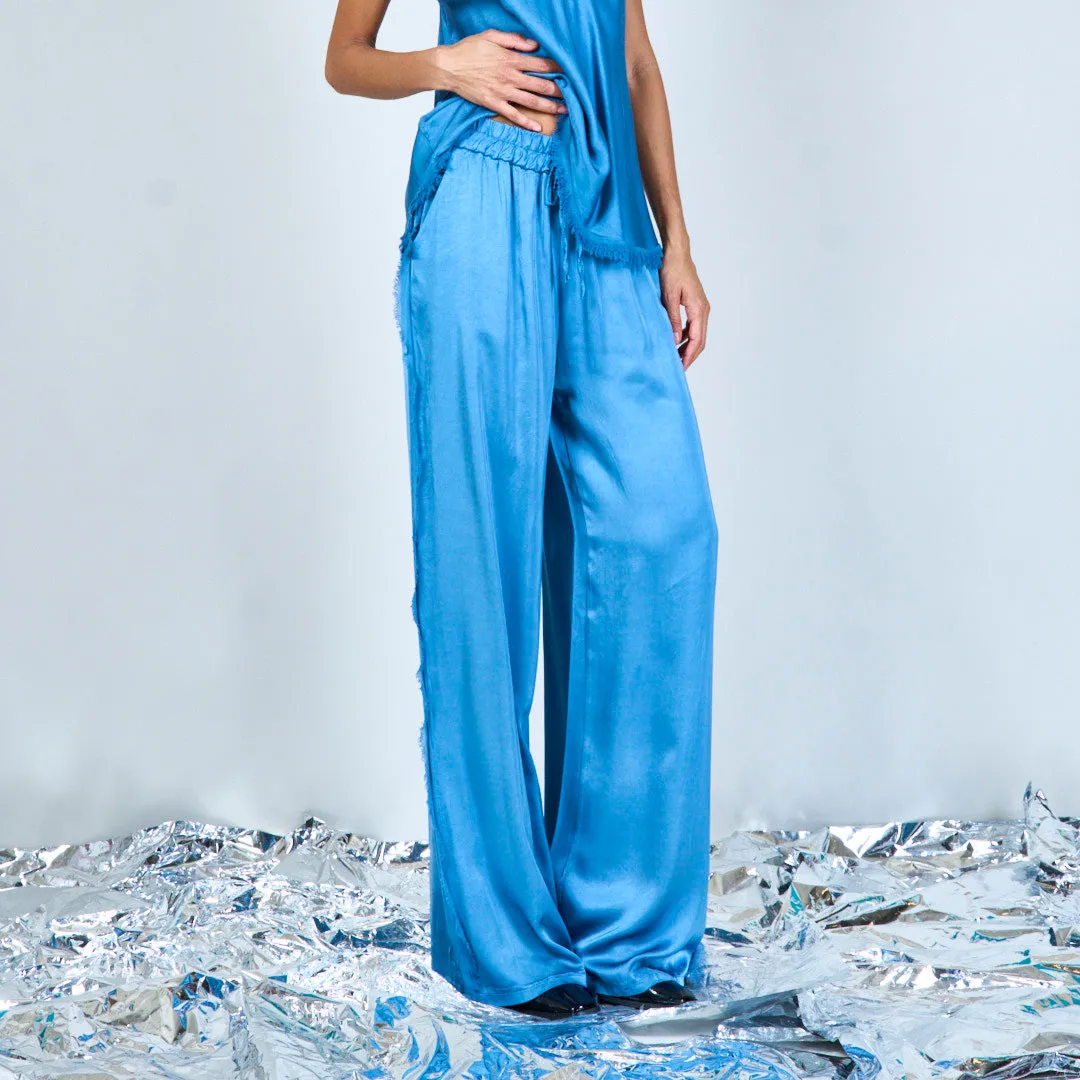 Flowing satin wide-leg trousers wholesale