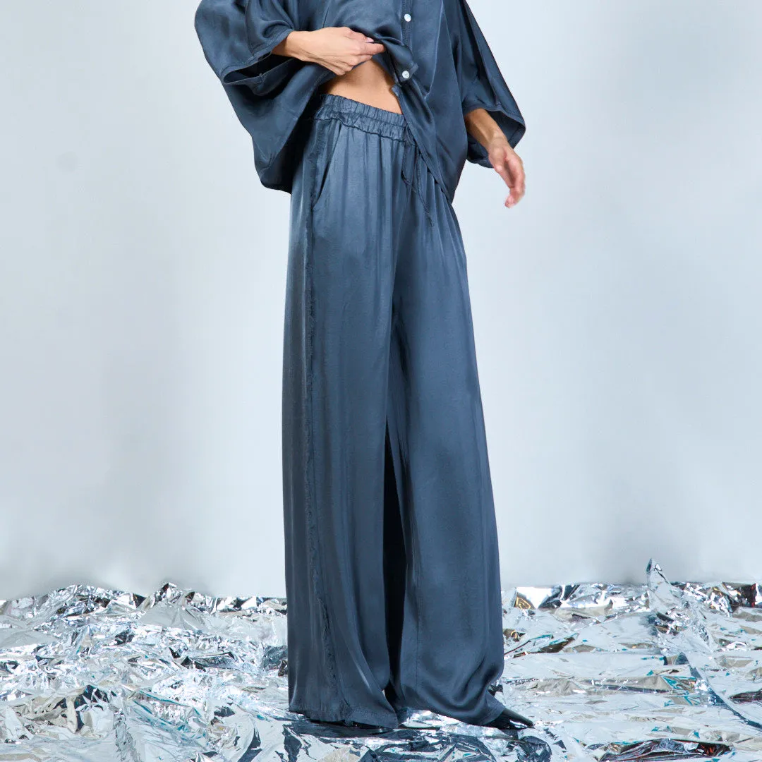 Flowing satin wide-leg trousers wholesale