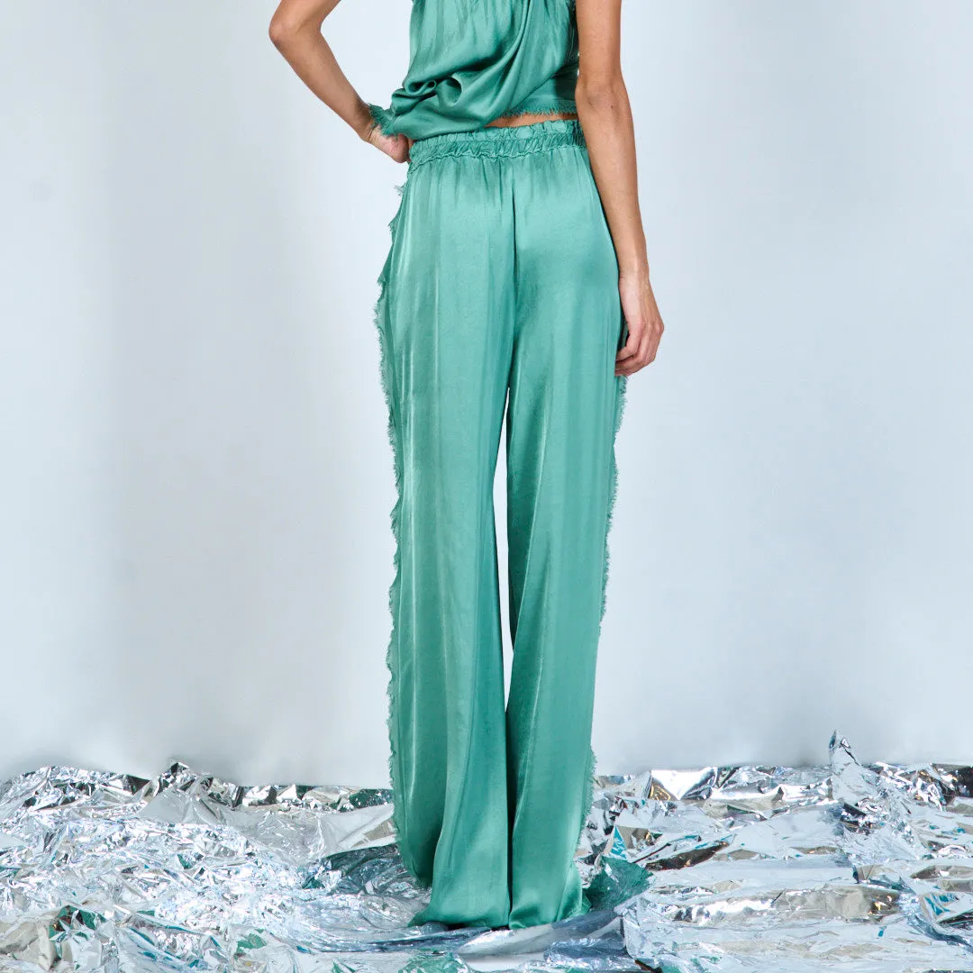 Flowing satin wide-leg trousers wholesale