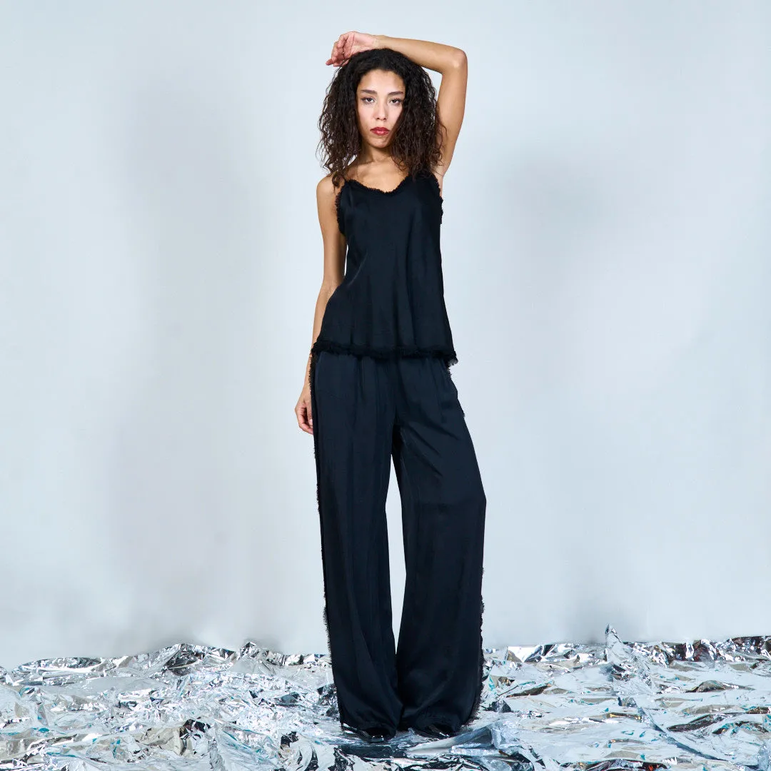 Flowing satin wide-leg trousers wholesale