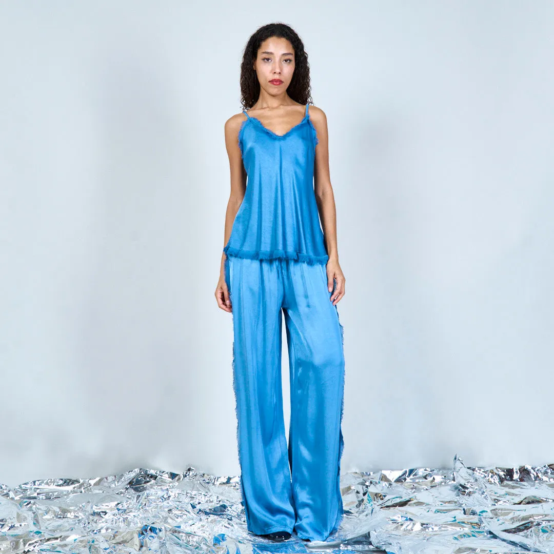 Flowing satin wide-leg trousers wholesale