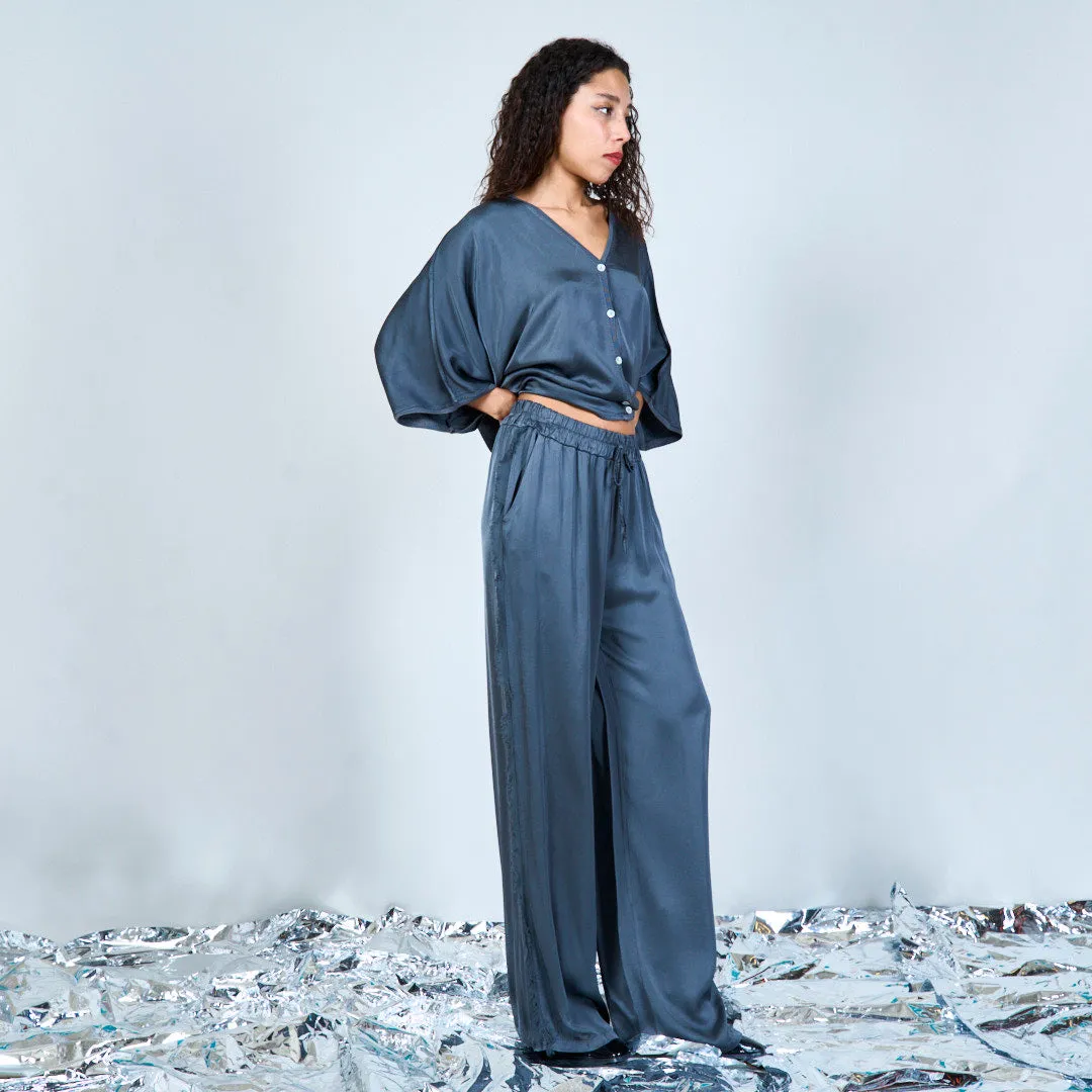 Flowing satin wide-leg trousers wholesale