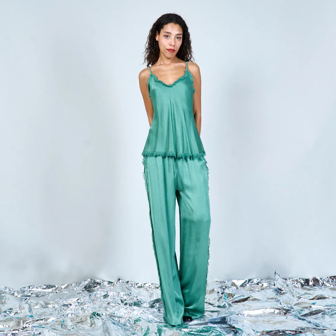 Flowing satin wide-leg trousers wholesale