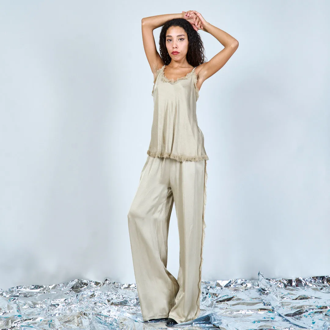 Flowing satin wide-leg trousers wholesale