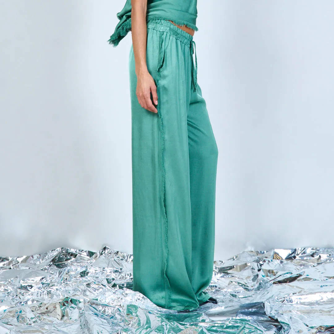 Flowing satin wide-leg trousers wholesale