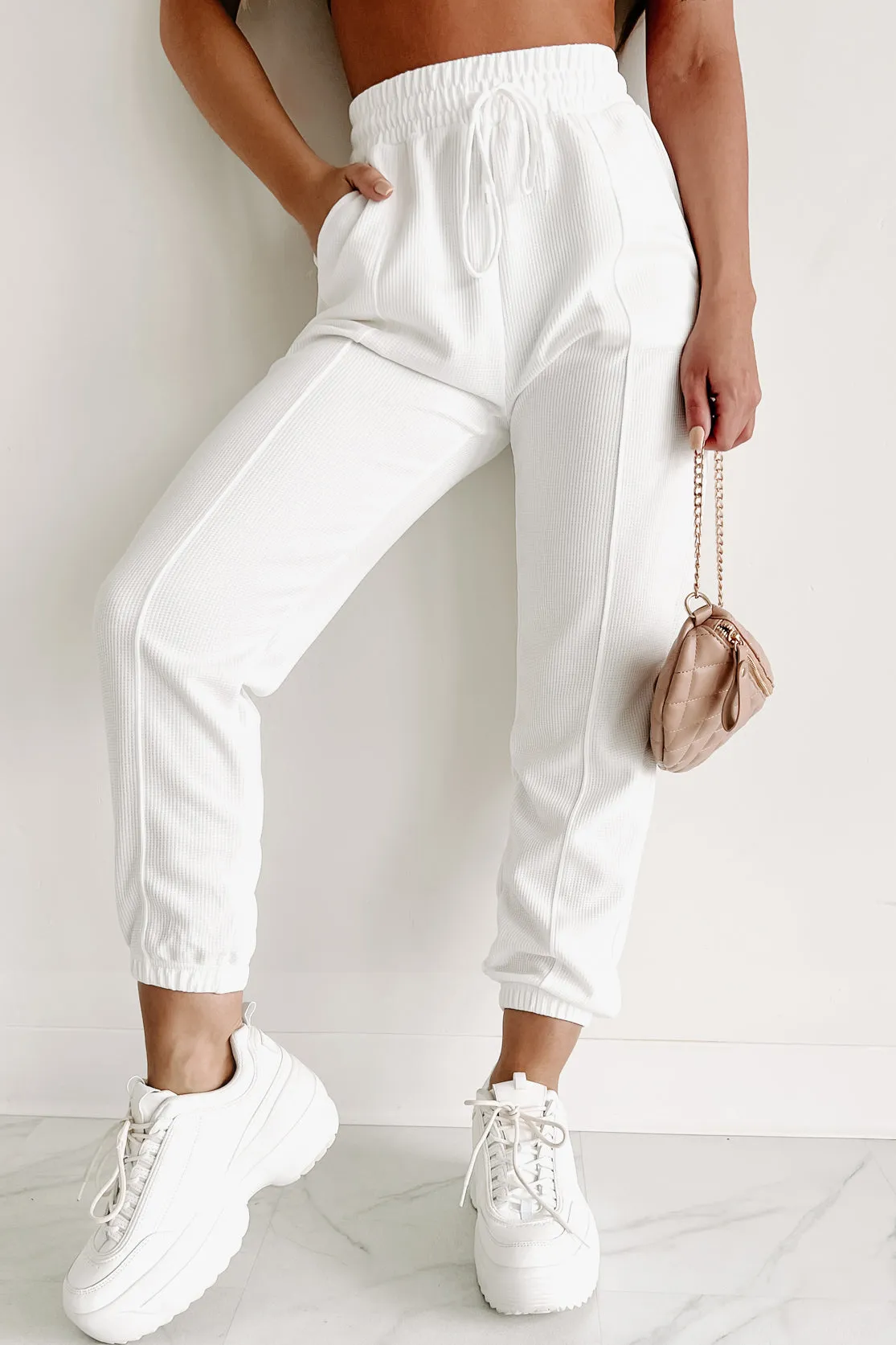 Forever Chill Waffle Knit Joggers (White)