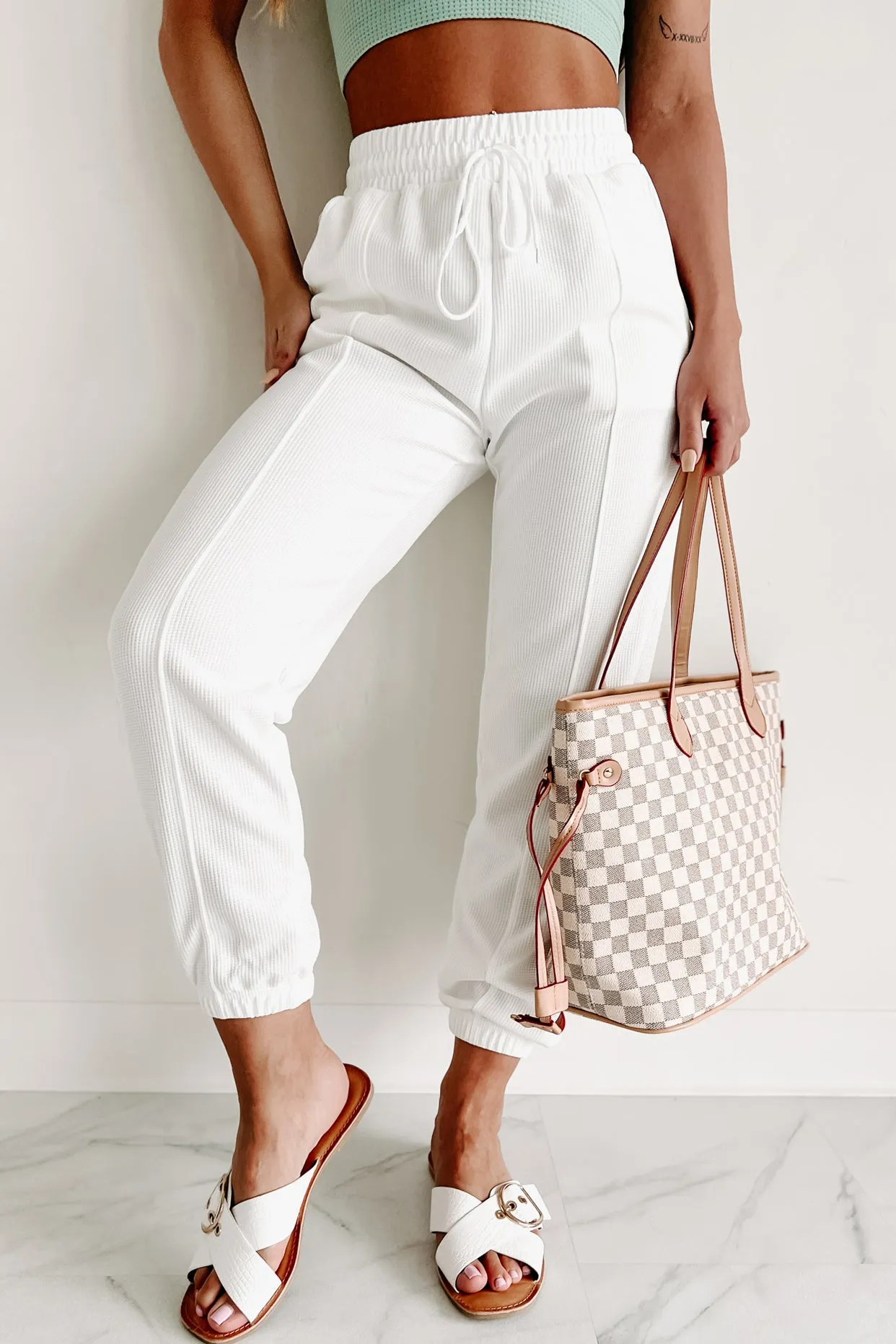 Forever Chill Waffle Knit Joggers (White)