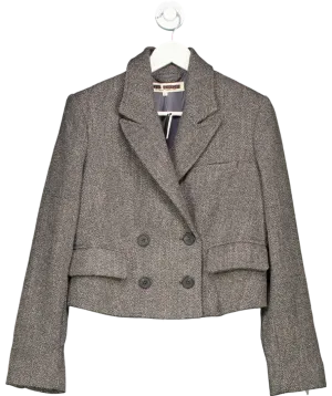 Free People Grey Tailored Wool Blend Heritage Blazer UK S