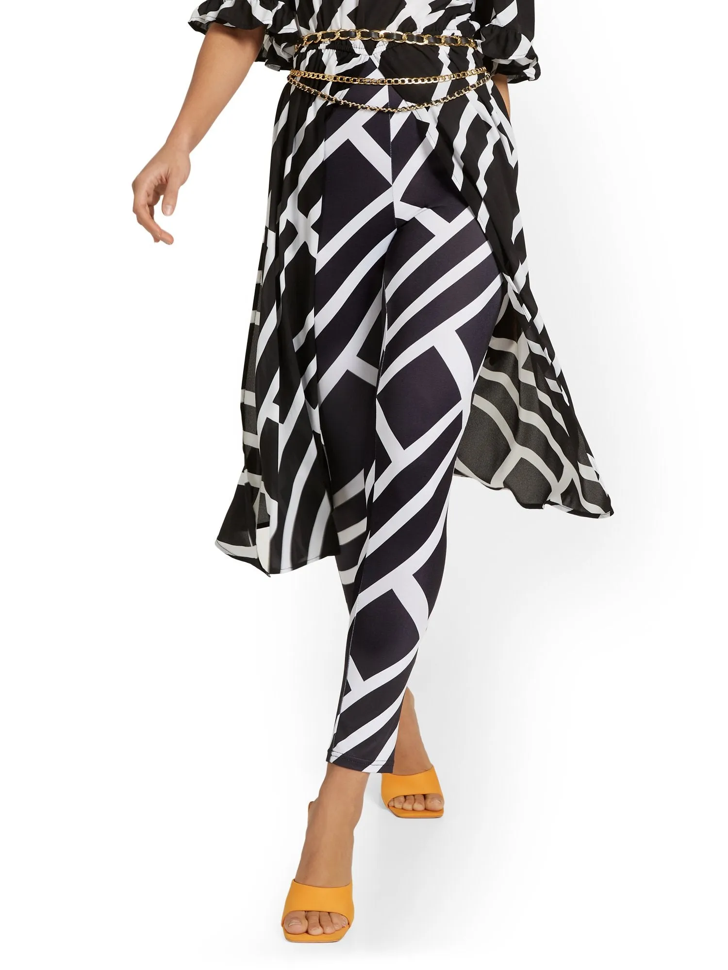 Geometric-Print Ankle Legging