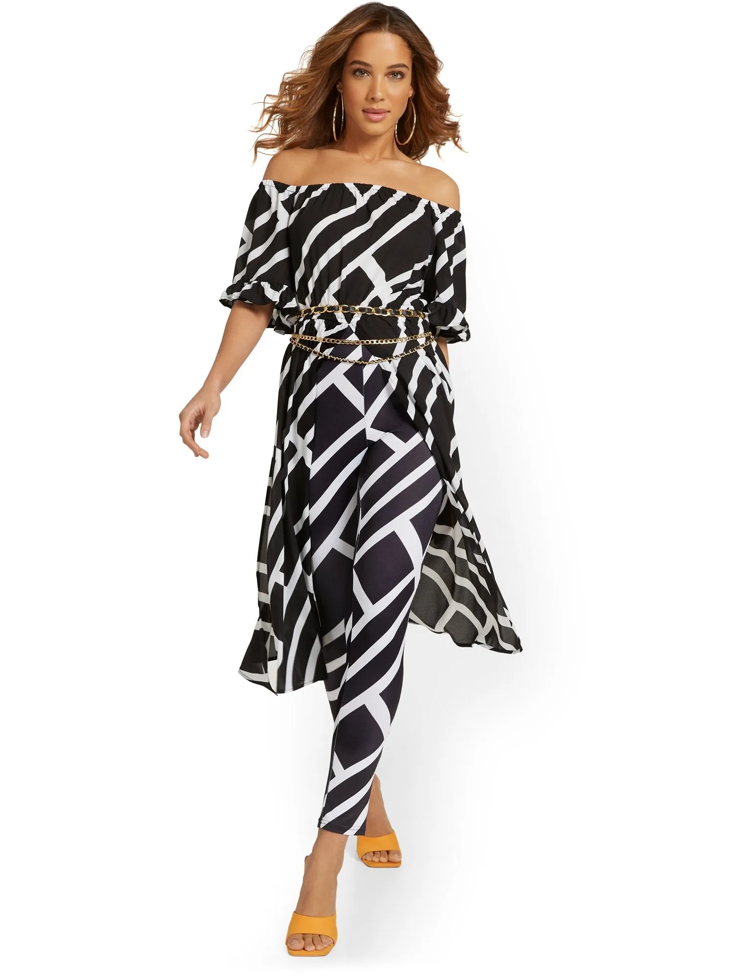 Geometric-Print Ankle Legging