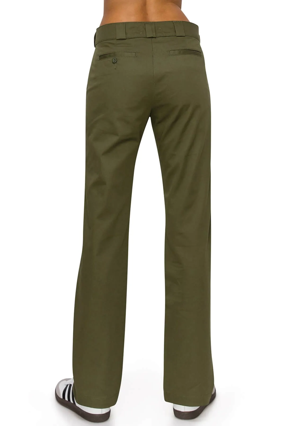 High Rise Straight Leg Work Pants - Olive