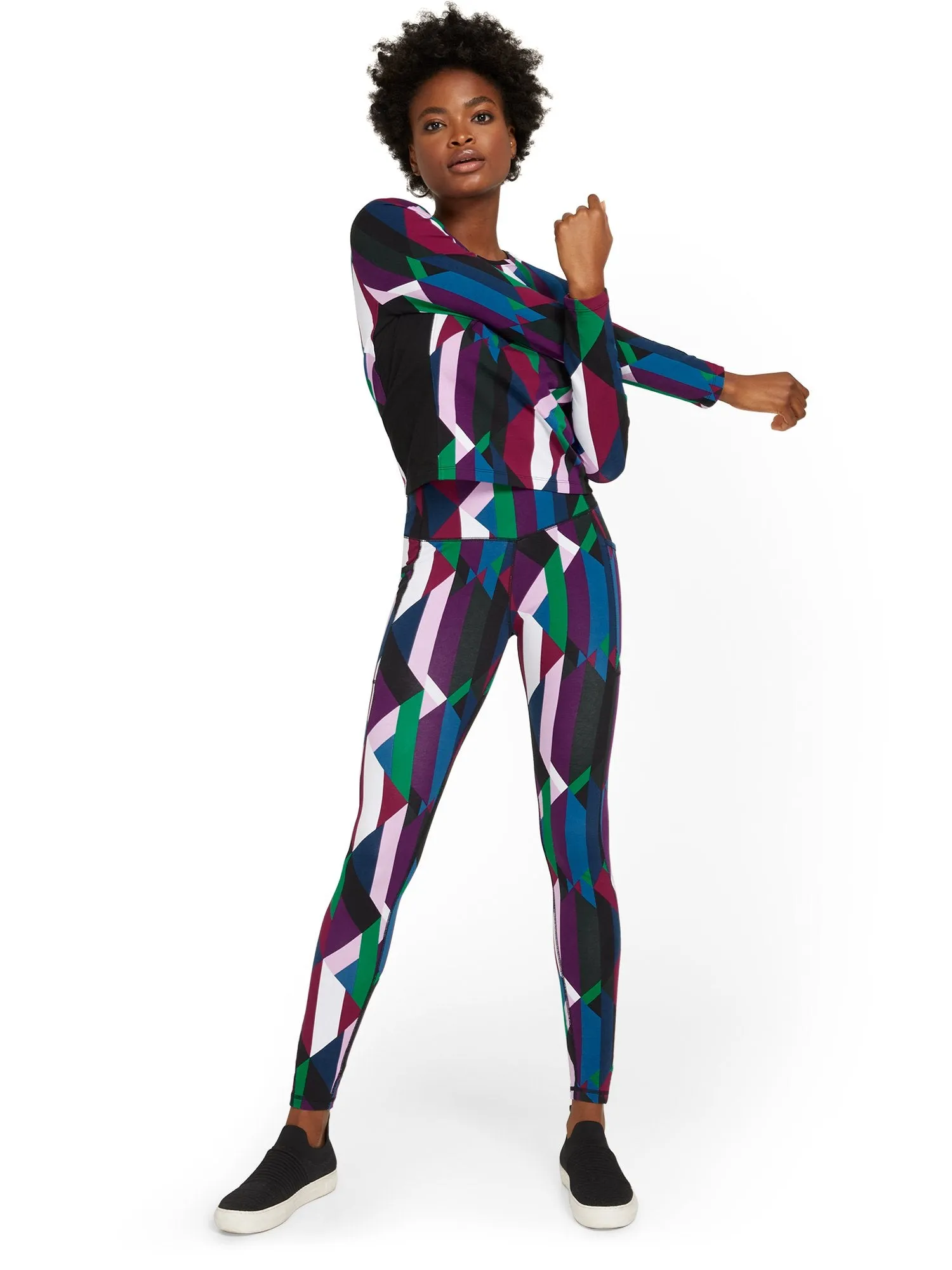 High-Waisted Geometric-Print Pocket Legging