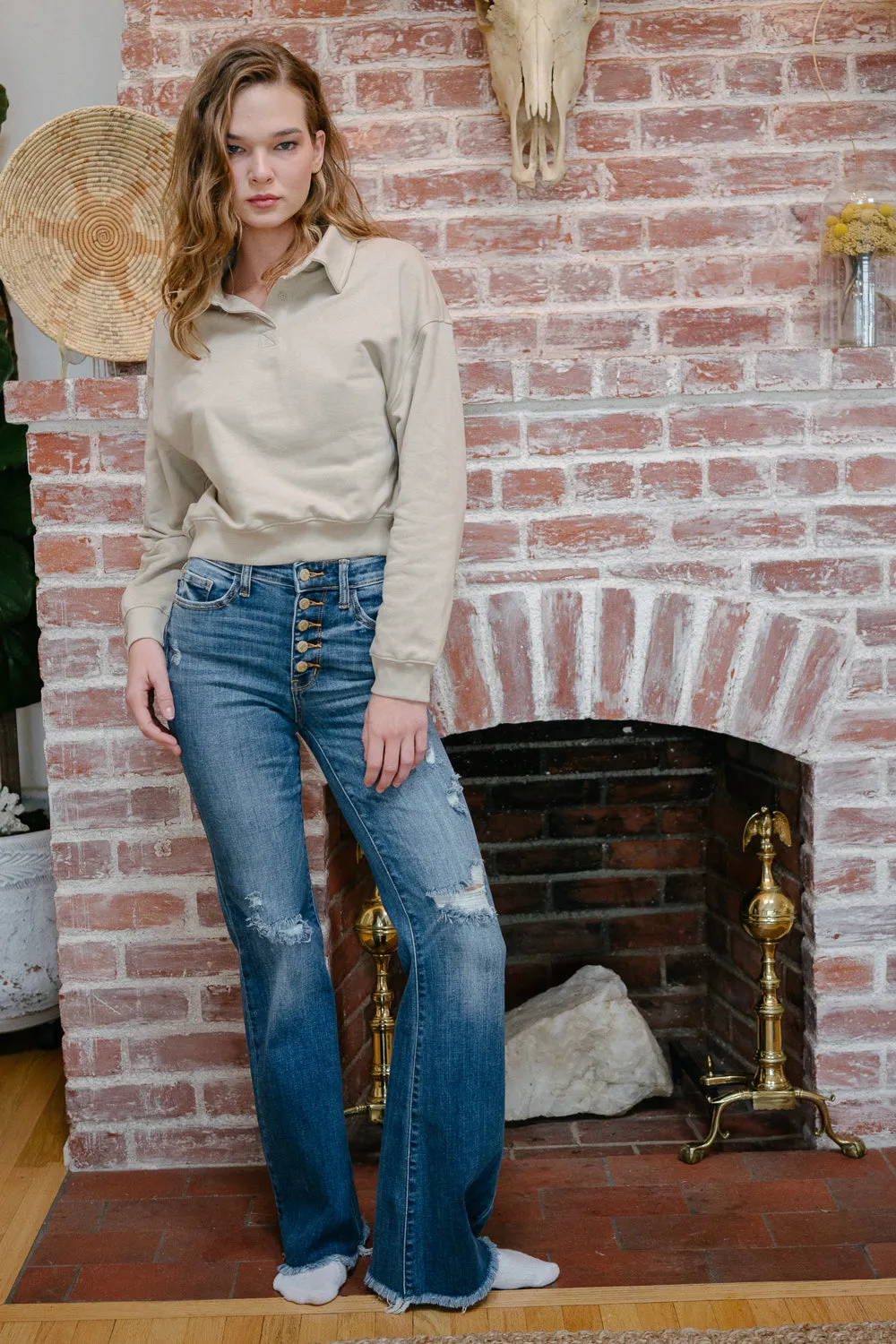 Indie Mid Rise Flare Jeans – Buttoned Up and Ready to Flaunt