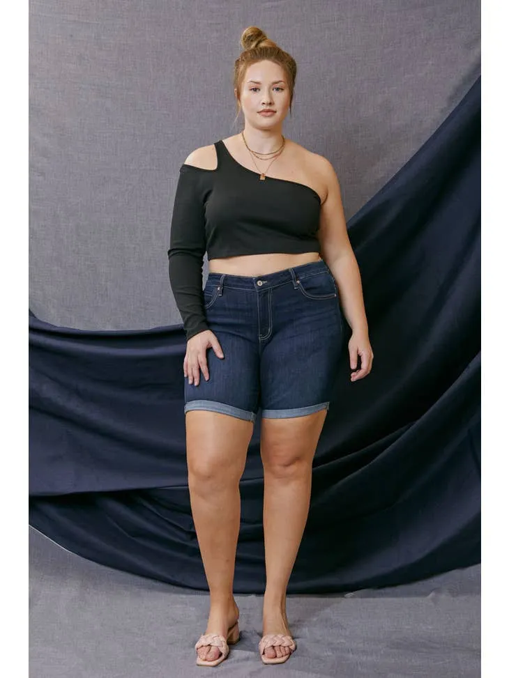 KanCan Mid-Rise Fold Hem Shorts