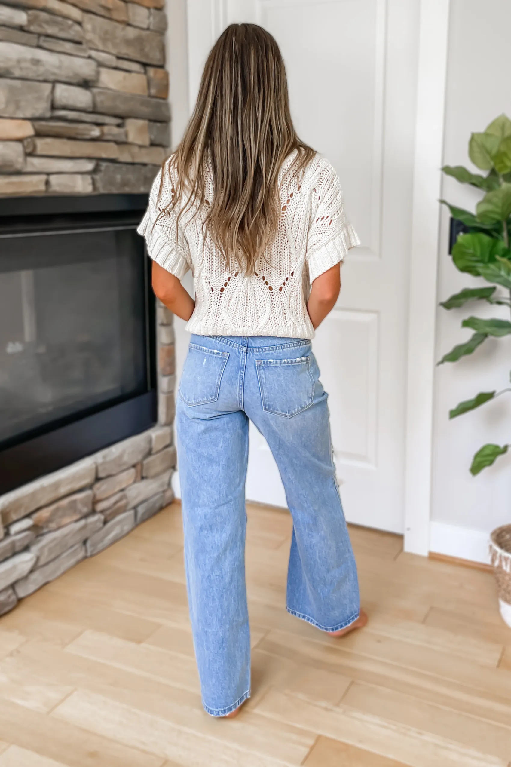 Kelly High Rise Distressed Straight Leg Jeans