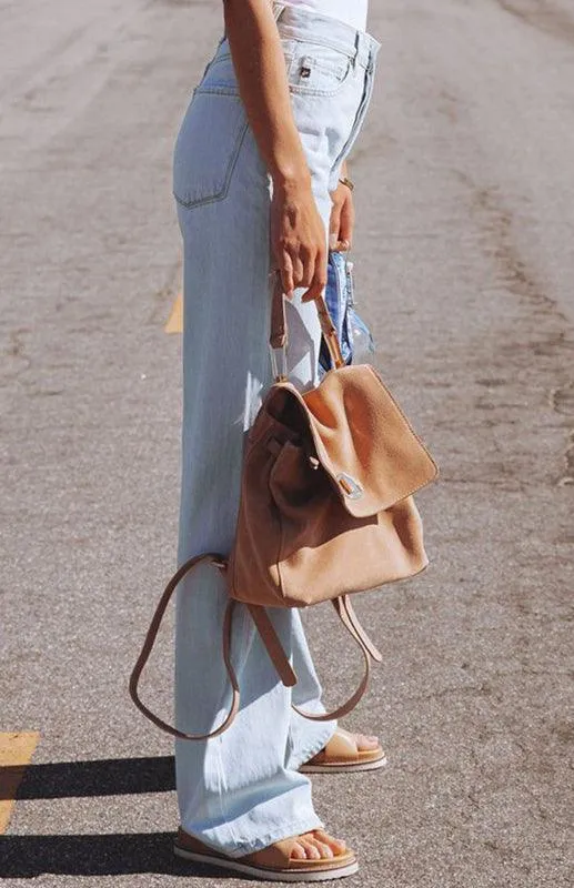 Ladies Ripped Wide-Leg Jeans