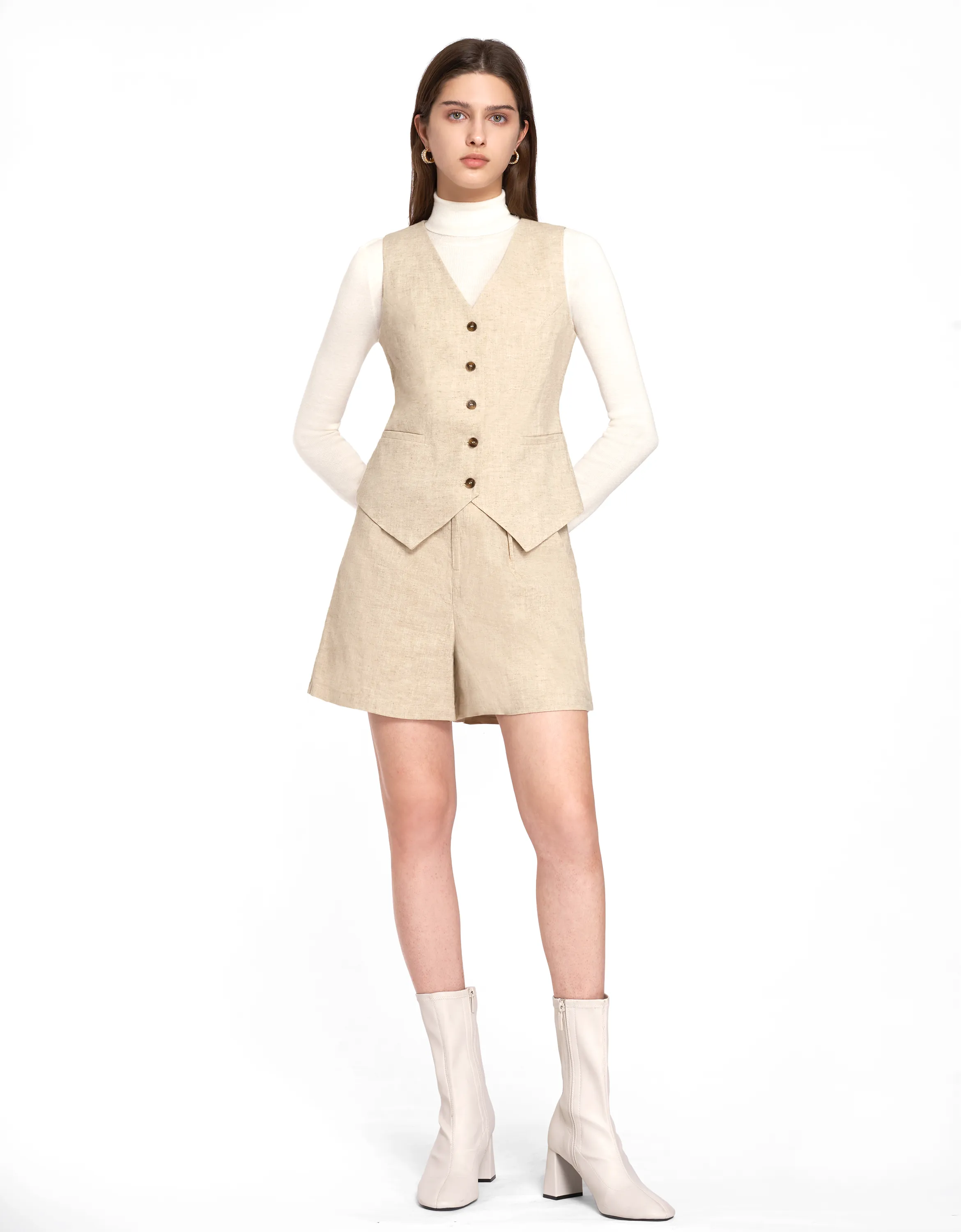 Linen-blend Casual Shorts