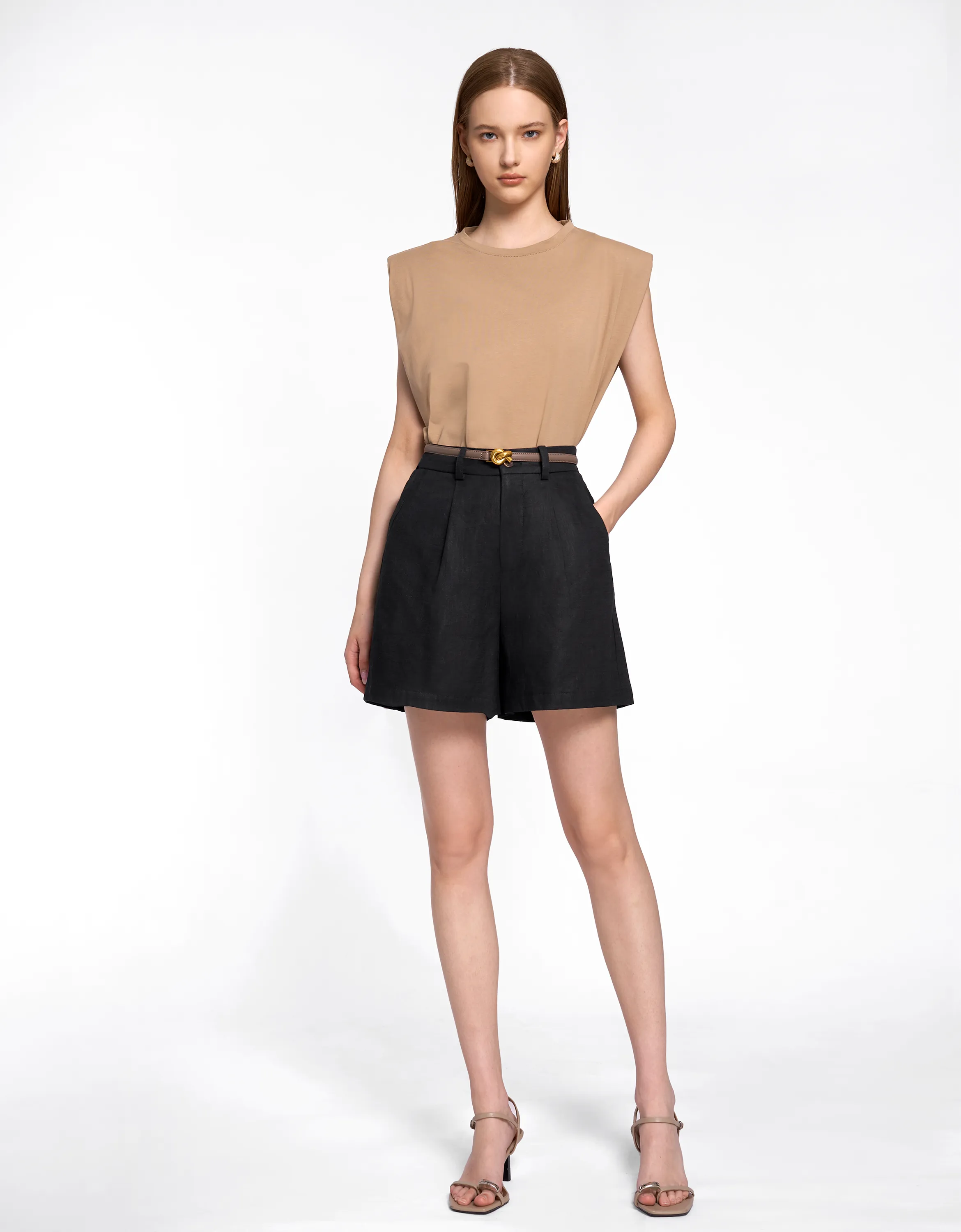 Linen-blend Casual Shorts