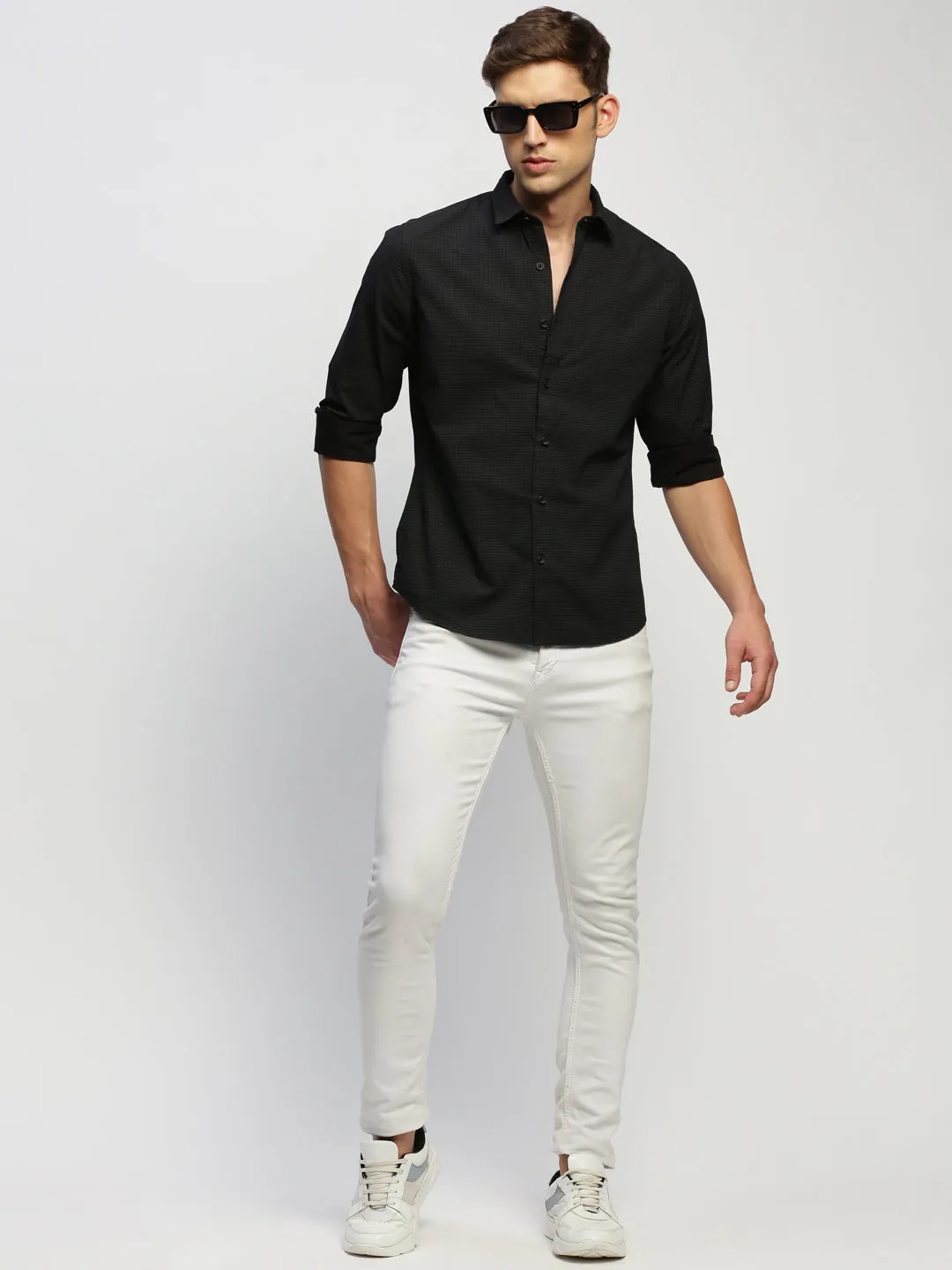 Men Black Striped Shirt