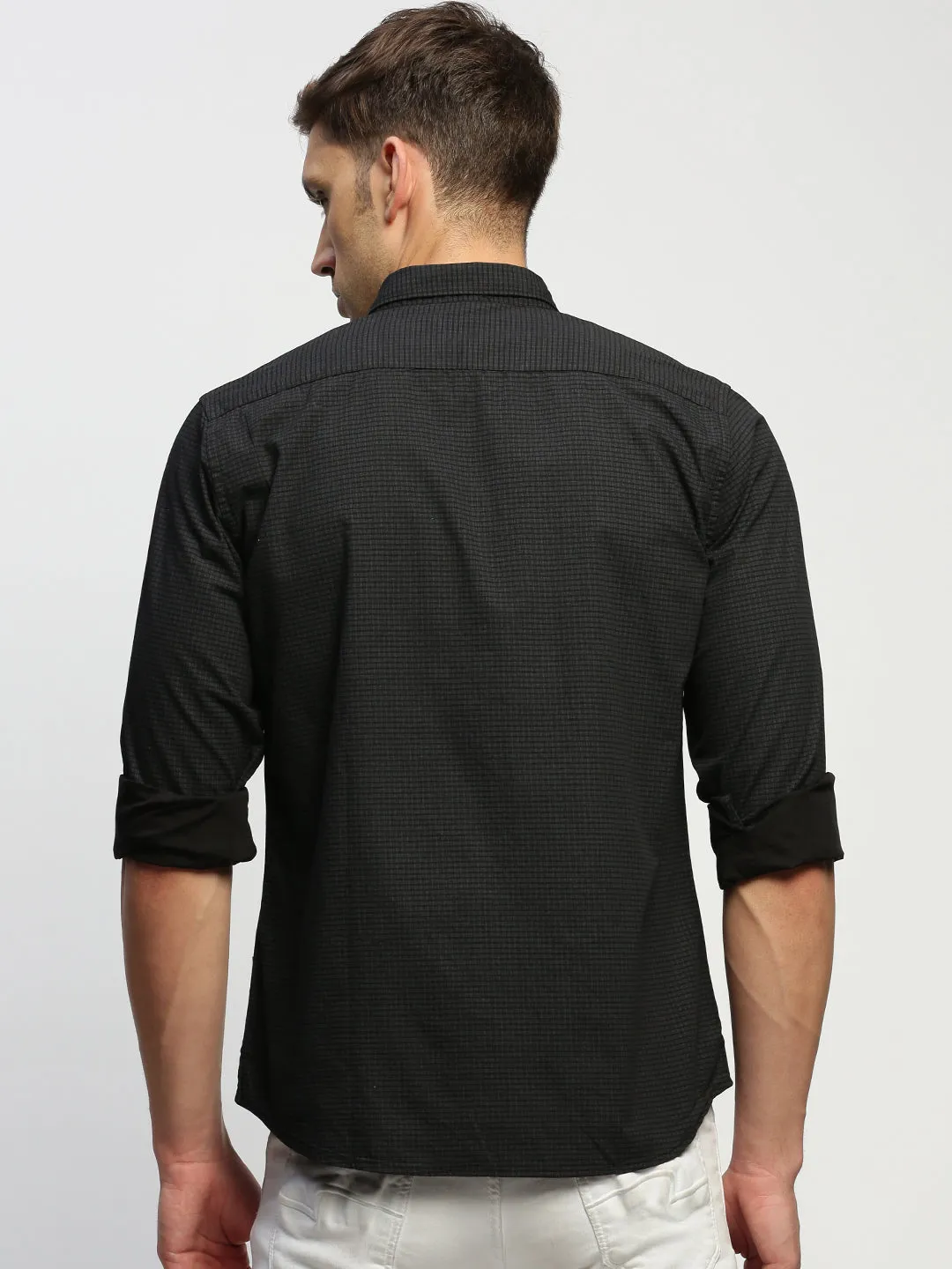 Men Black Striped Shirt