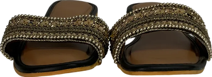 non slip sole Beaded Beige Backless Sandals UK 6 EU 39 👠