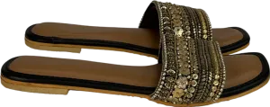 non slip sole Beaded Beige Backless Sandals UK 6 EU 39 👠