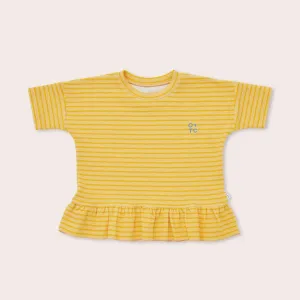 OLIVE AND THE CAPTAIN - DAFFODIL STRIPE BOXY FRILL TEE