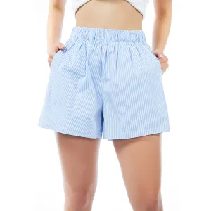 Pin-Stripes Casual Shorts In Blue