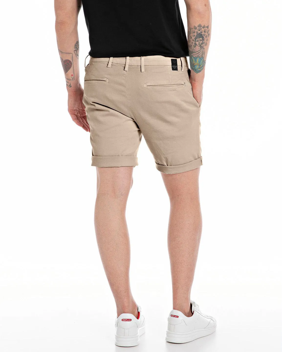Replay Benni Hyperchino Colour XLITE Chino Shorts - Coffee Cream