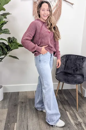 RN Mid Rise V Dipped Wide Leg Jeans