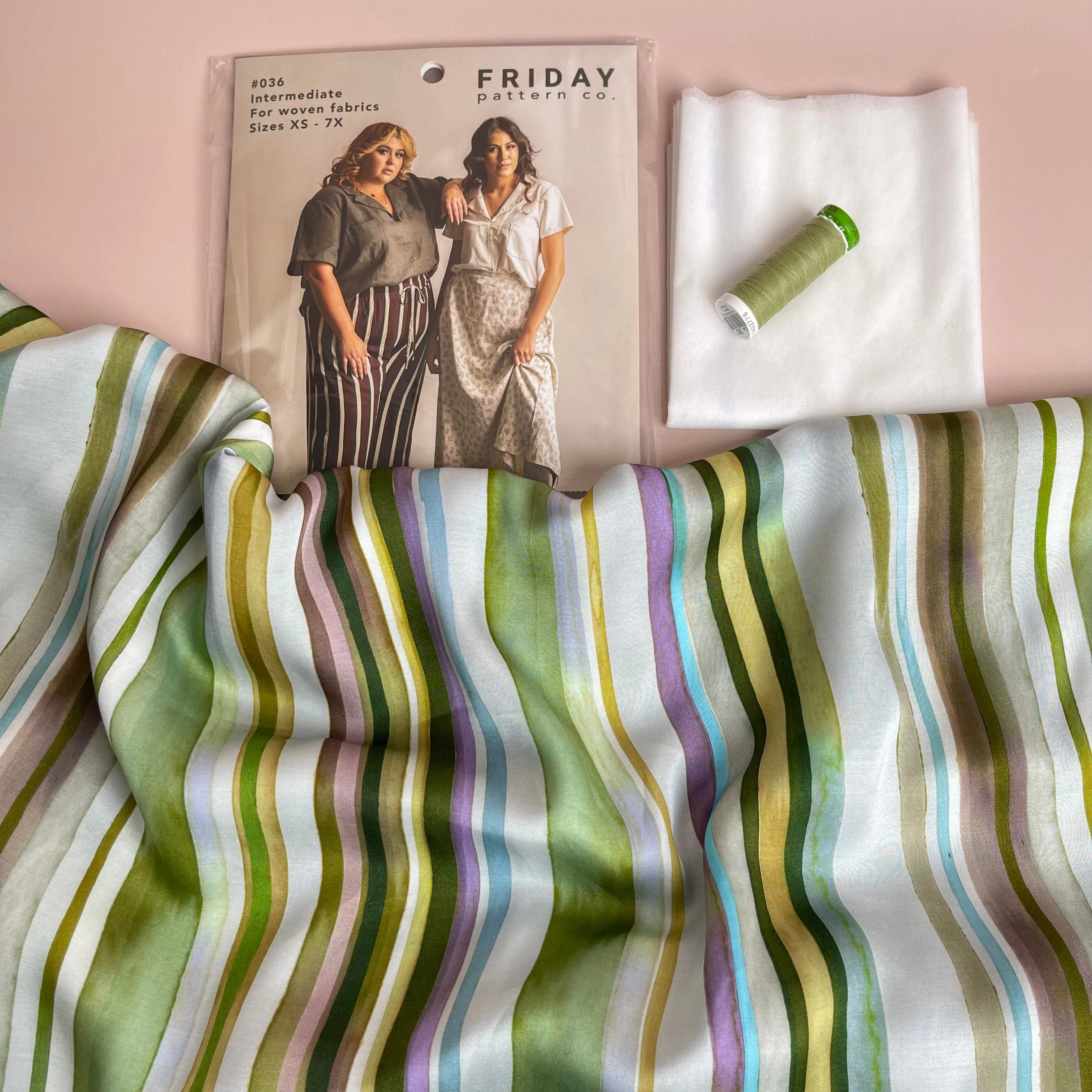 Sewing Kit - The Donny Shirt in Summer Stripes Viscose Sateen