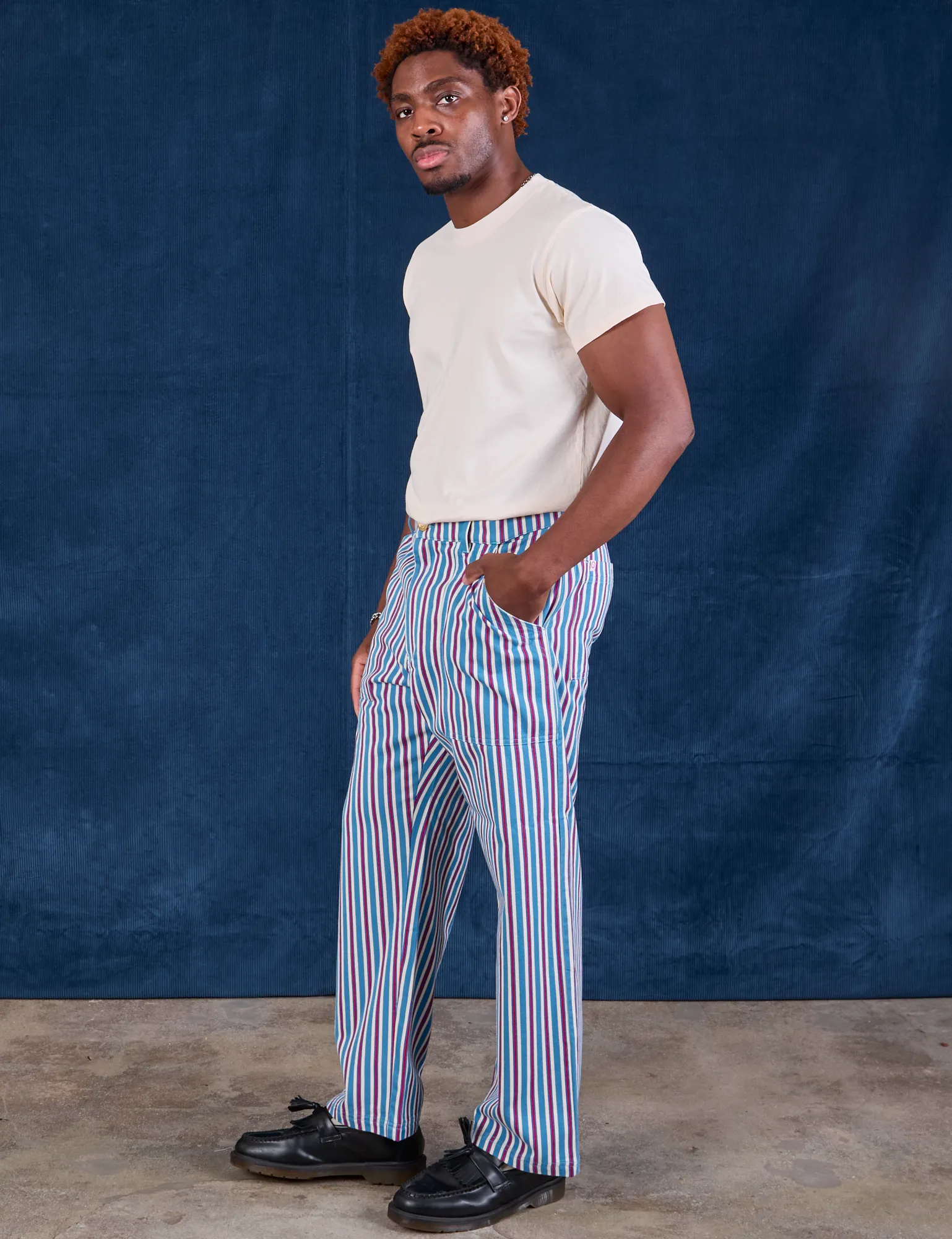 Stripe Work Pants - Blue Raspberry