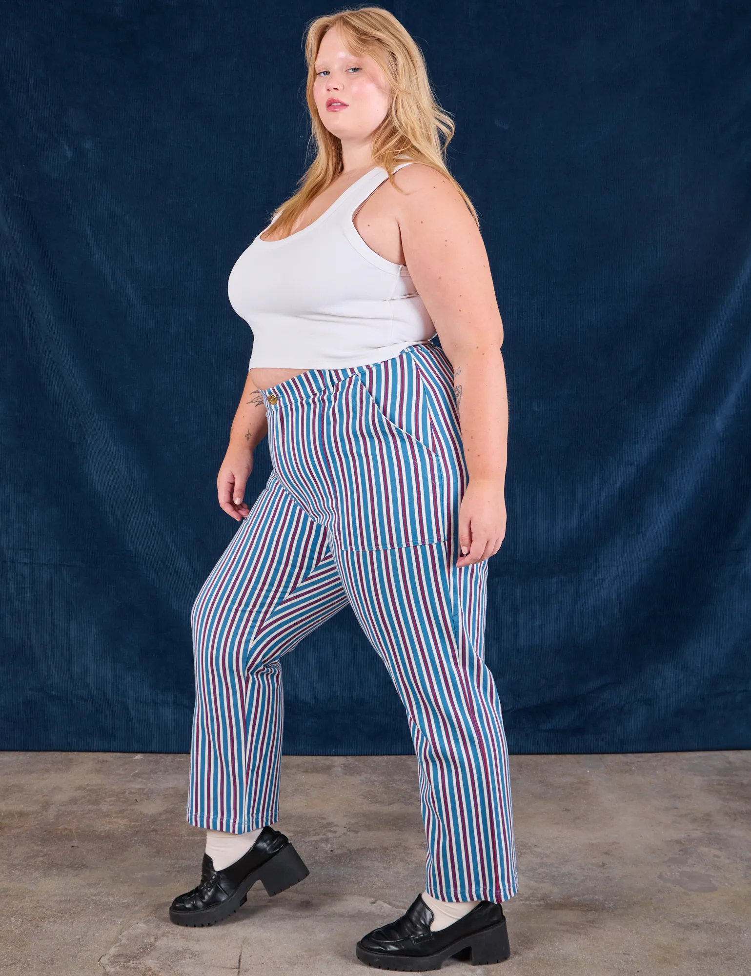 Stripe Work Pants - Blue Raspberry