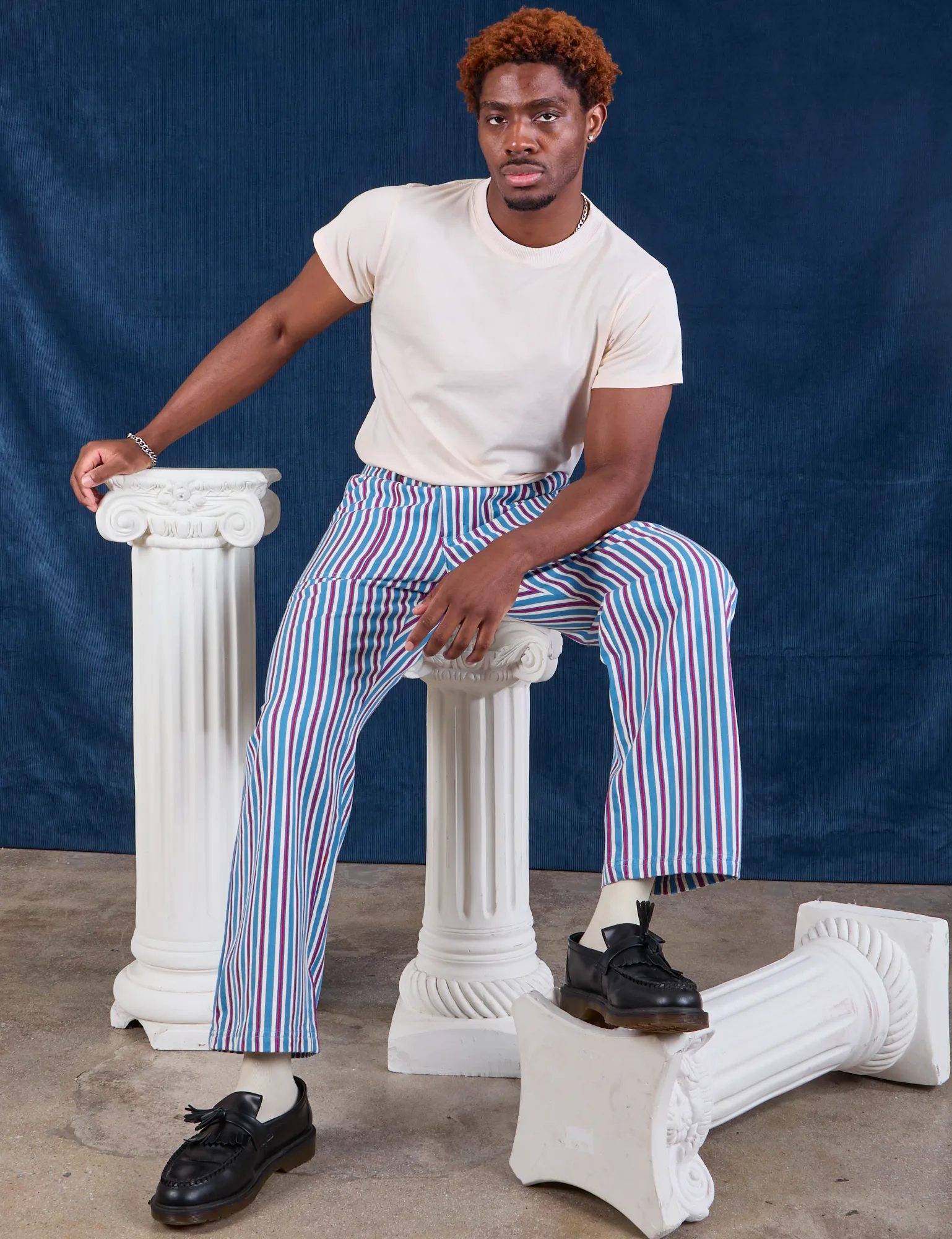 Stripe Work Pants - Blue Raspberry