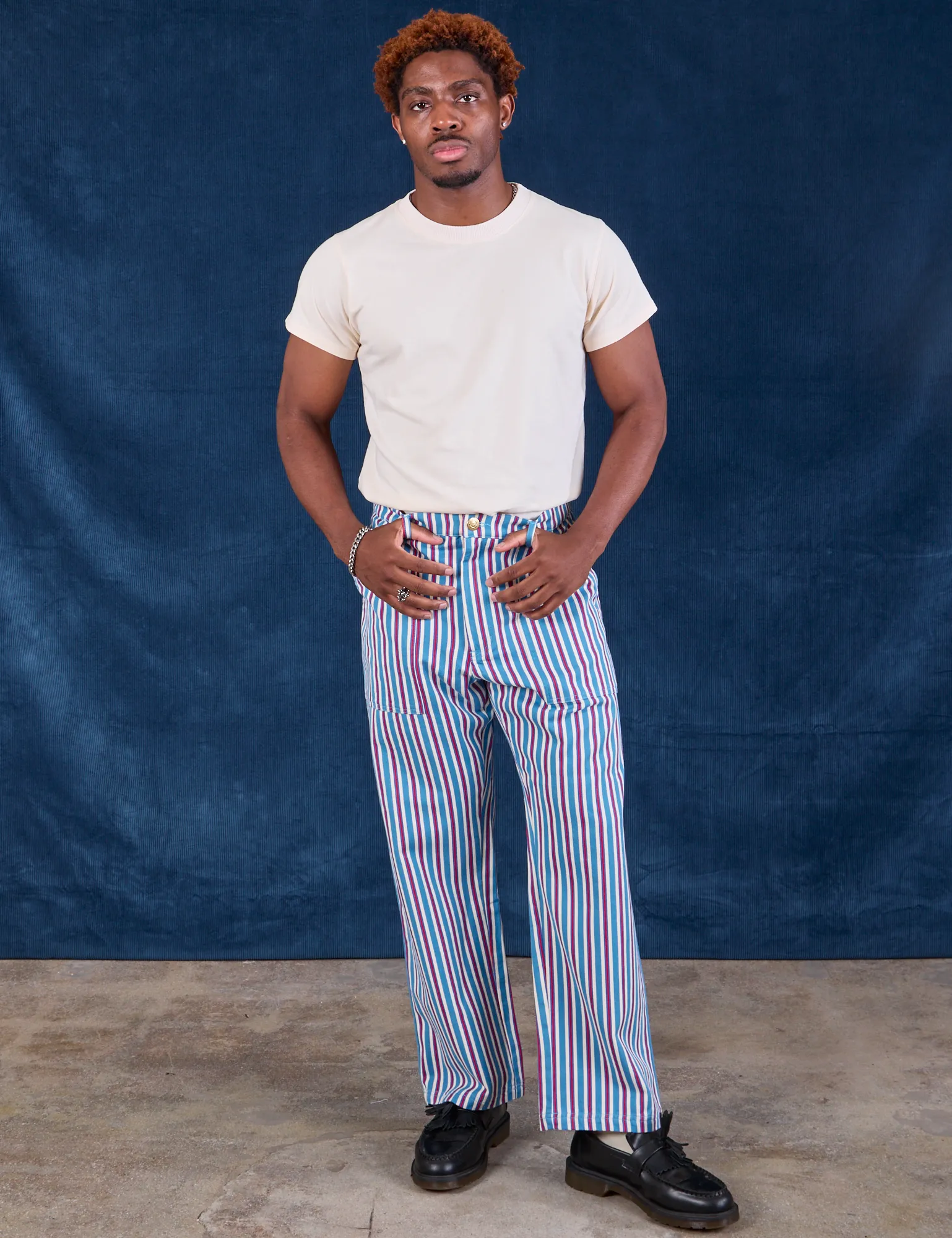 Stripe Work Pants - Blue Raspberry