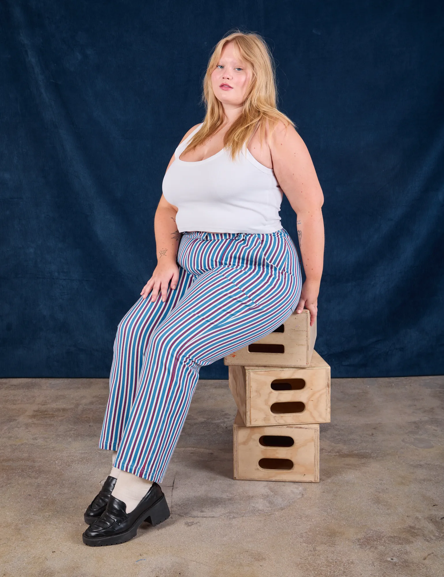 Stripe Work Pants - Blue Raspberry