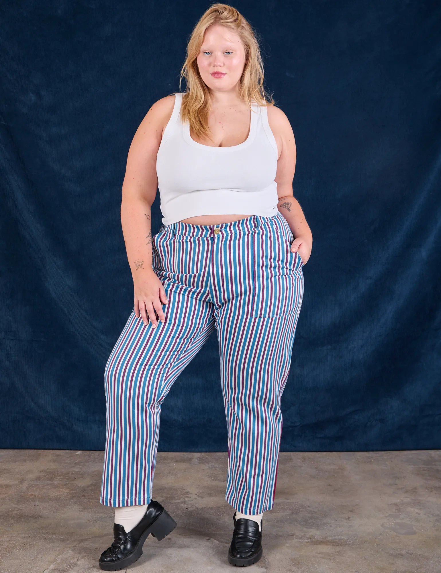 Stripe Work Pants - Blue Raspberry