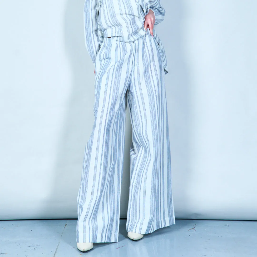 Striped wide-leg linen pants wholesale