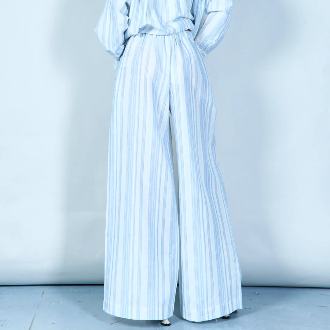 Striped wide-leg linen pants wholesale